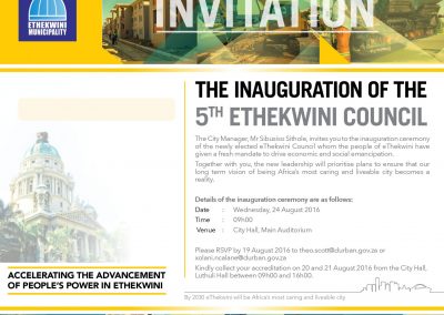 Inaugural Invitation 24 August 2016